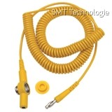 Spirálový uzemňovací kabel, 10mm/7mm/banánek, 3,0m, žlutý, 230150