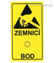 Lepicí štítky - zemnicí bod s ESD symbolem, 36x21mm, 28ks/list