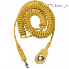 Spirálový uzemňovací kabel, 10mm/banánek, 2,0m, žlutý, 230205