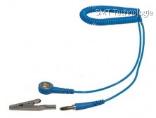 Spirálový uzemňovací kabel StaticTec, 10mm/banánek, 1,8m, modrý